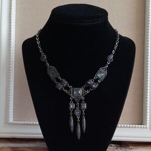 Silver and Blue Art Deco-style Necklace